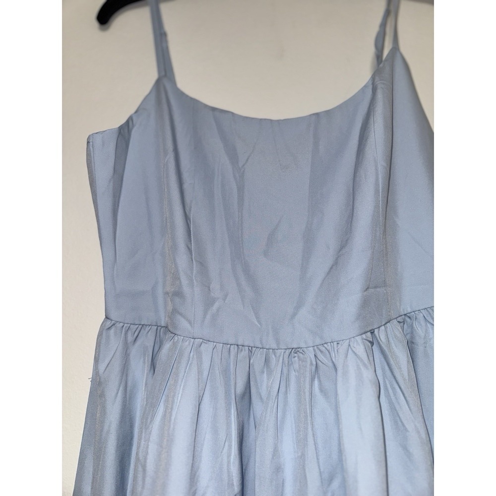 Women Spaghetti Strap Sleeveless High Waist Ruffle A-line Cotton Poplin (L/XL) - Picture 8 of 9